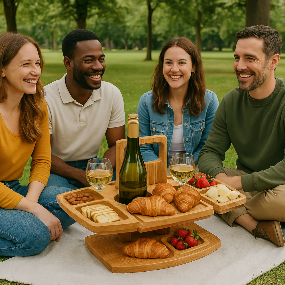 Portable Wooden Wine Picnic Table for Outdoor Events