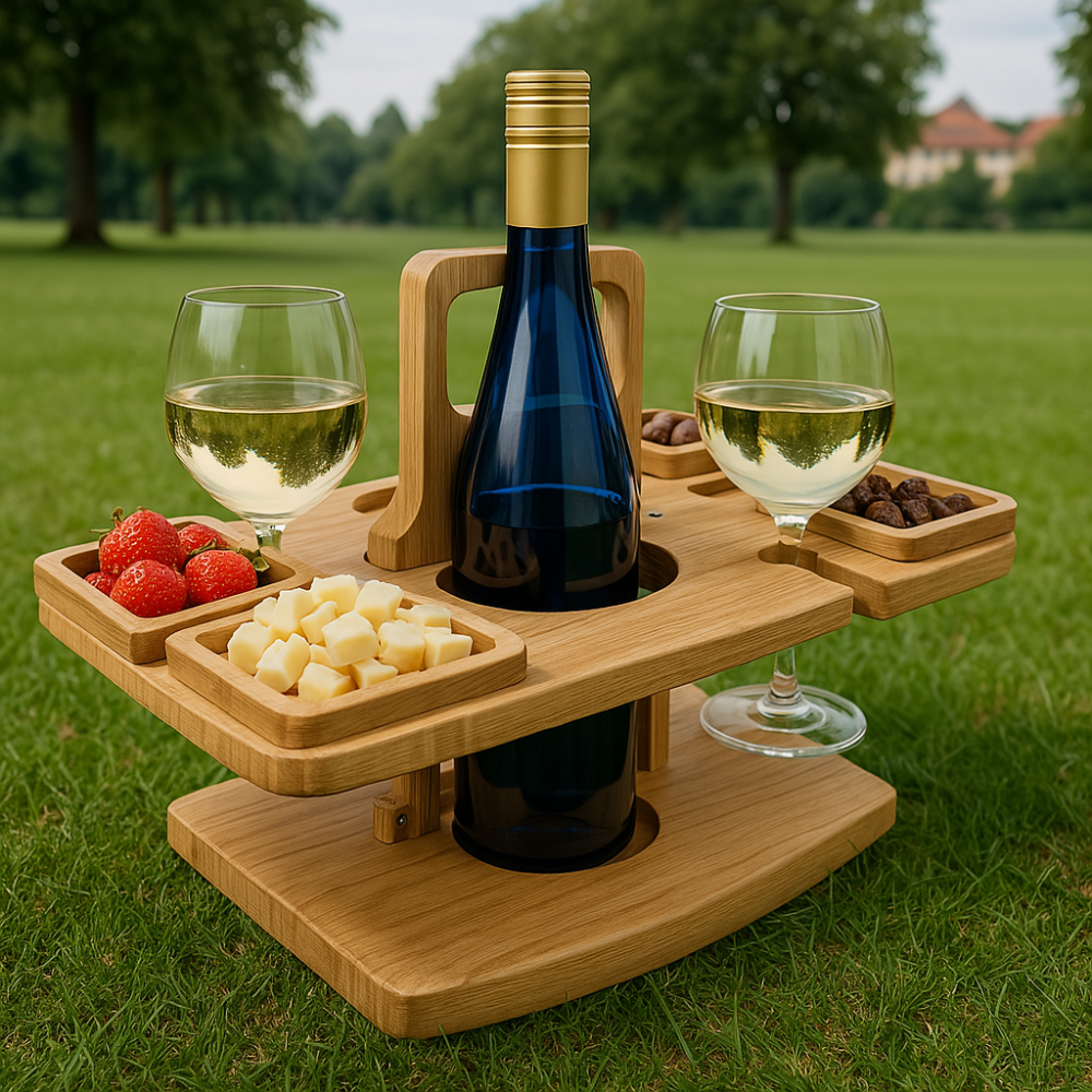 Portable Wooden Wine Picnic Table for Outdoor Events