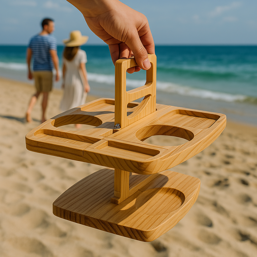 Portable Wooden Wine Picnic Table for Outdoor Events