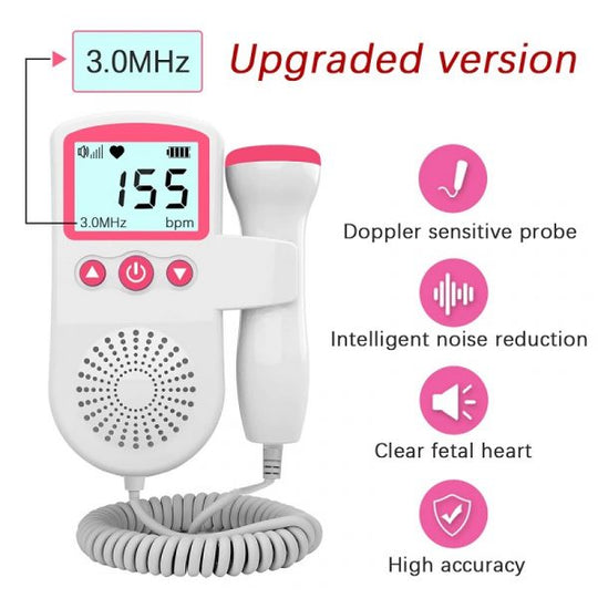 Prenatal Heart Rate Monitor for Babies - Portable Fetal Doppler for Pregnant Mothers