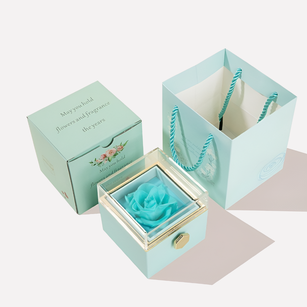 Preserved Rose with Custom Engraved Necklace