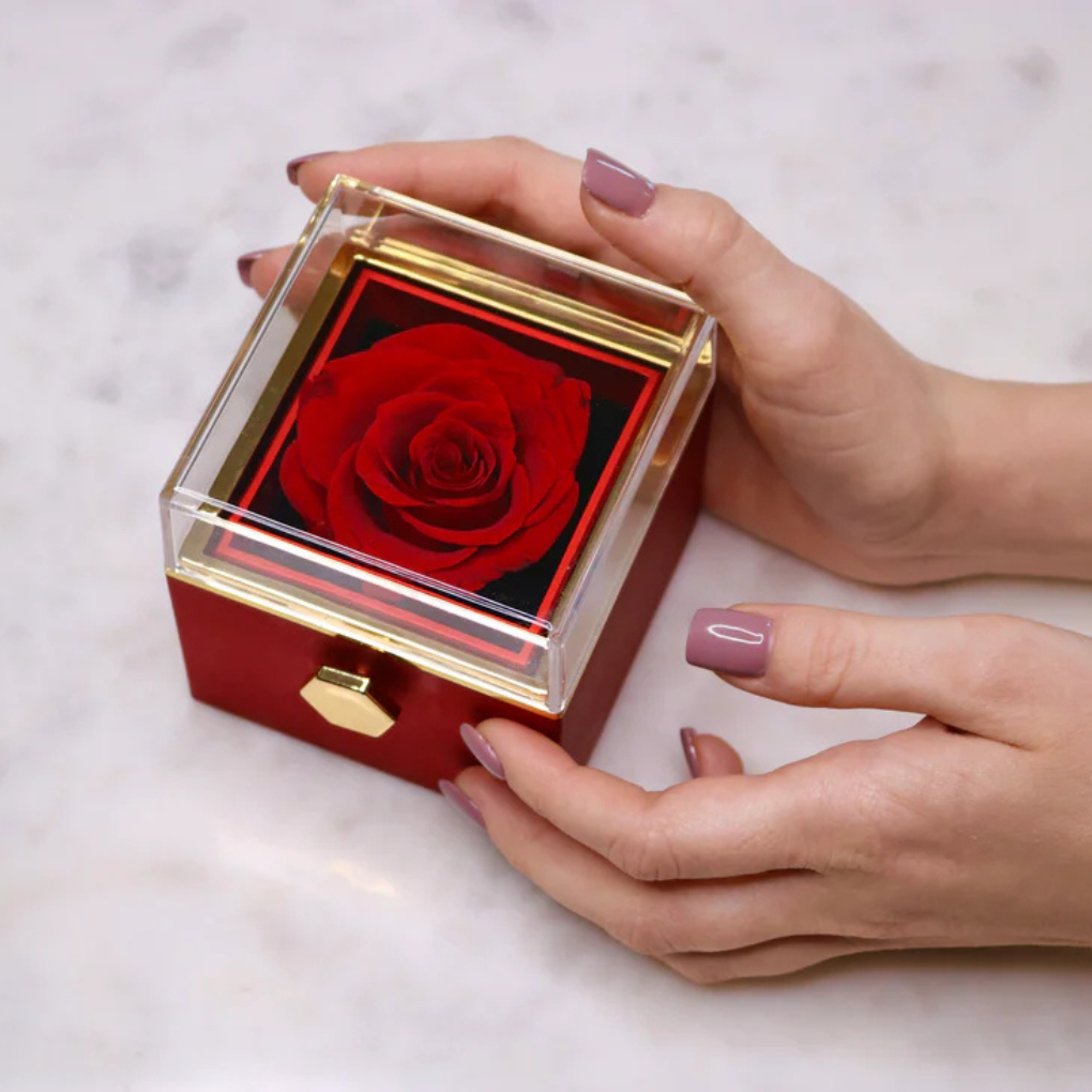 Preserved Rose with Custom Engraved Necklace