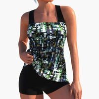 Printed Women's Tankini Set with Shorts