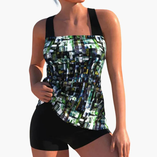 Printed Women's Tankini Set with Shorts