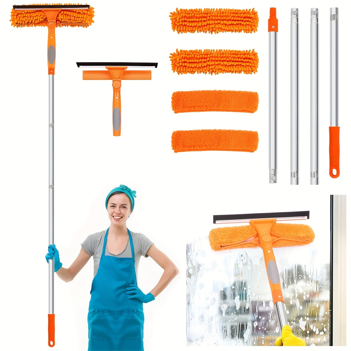 Professional Telescopic Window Cleaner - Streak-Free Windows