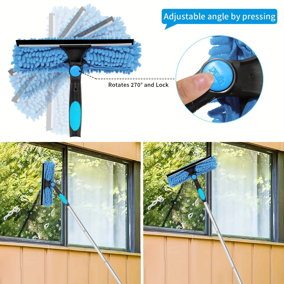 Professional Telescopic Window Cleaner - Streak-Free Windows