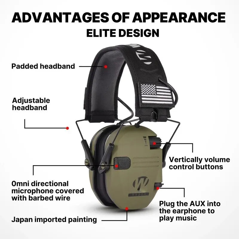 Protective Shooting Earmuffs - Active Noise Reduction, Lightweight and Comfortable for Shooting Activities