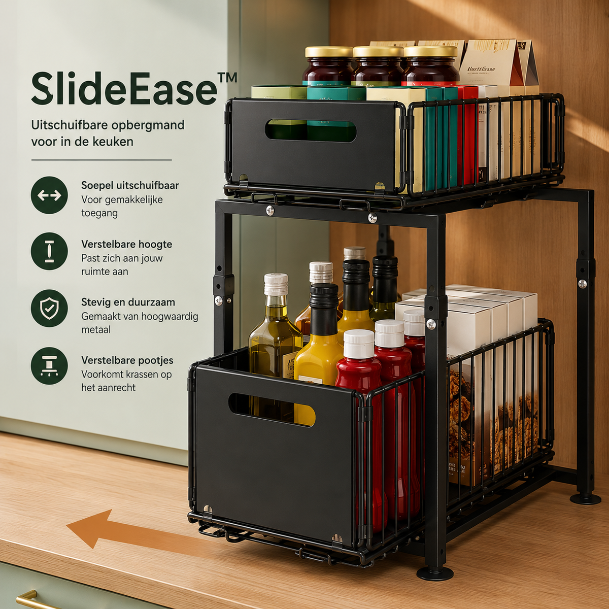 Pull-Out 2-Tier Under-Cabinet Organizer
