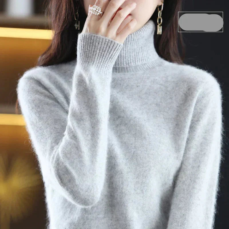 Pure 100% Cashmere Turtleneck Sweater for Autumn and Winter