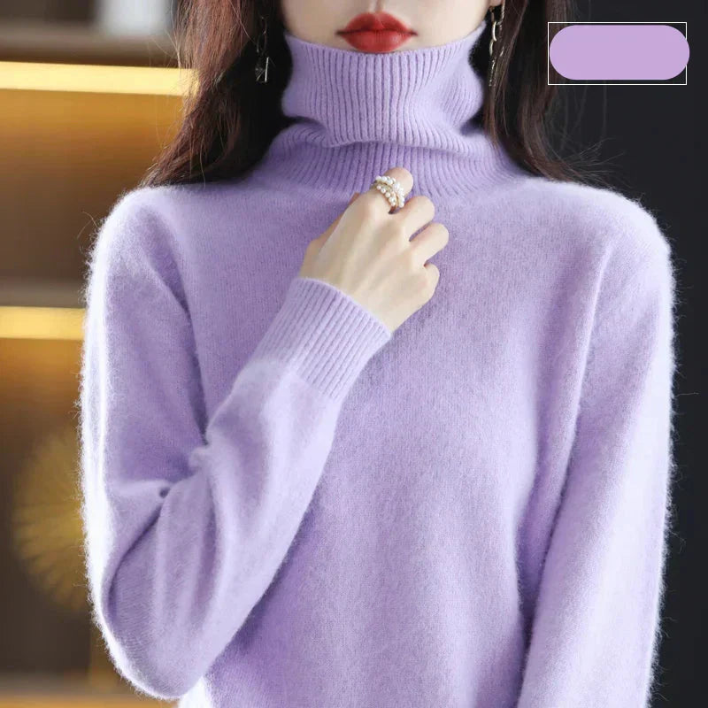 Pure 100% Cashmere Turtleneck Sweater for Autumn and Winter