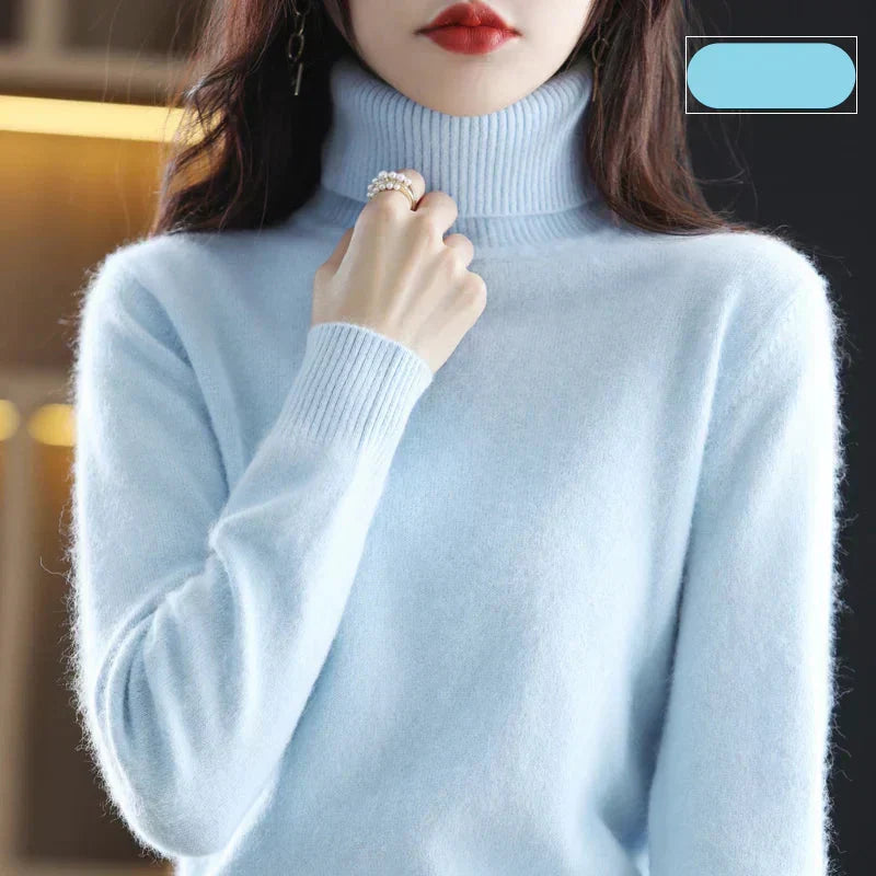 Pure 100% Cashmere Turtleneck Sweater for Autumn and Winter