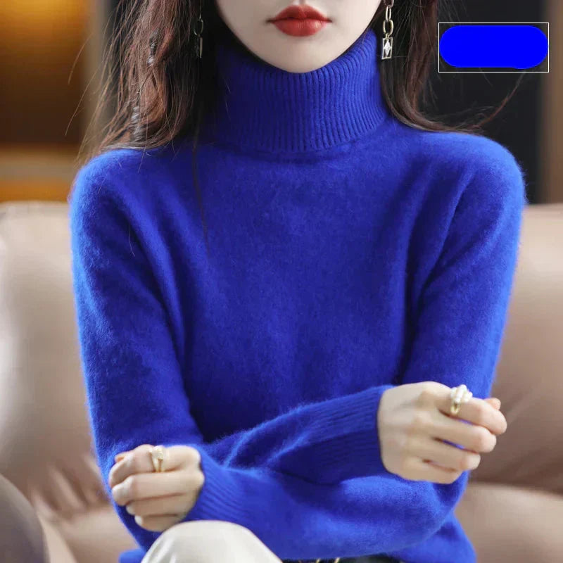 Pure 100% Cashmere Turtleneck Sweater for Autumn and Winter