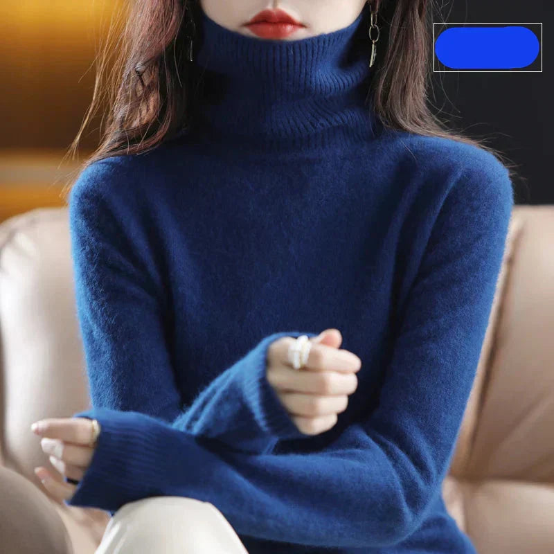 Pure 100% Cashmere Turtleneck Sweater for Autumn and Winter