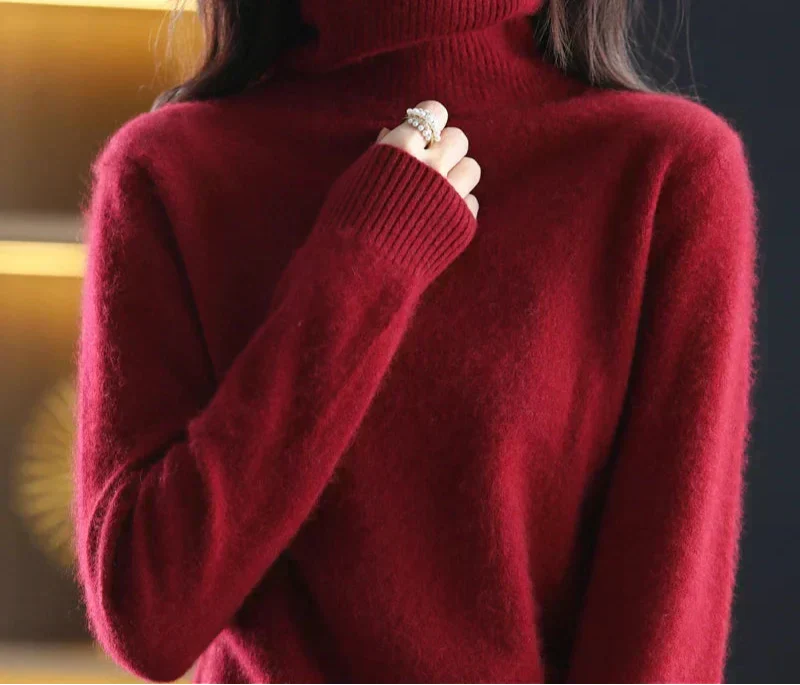 Pure 100% Cashmere Turtleneck Sweater for Autumn and Winter
