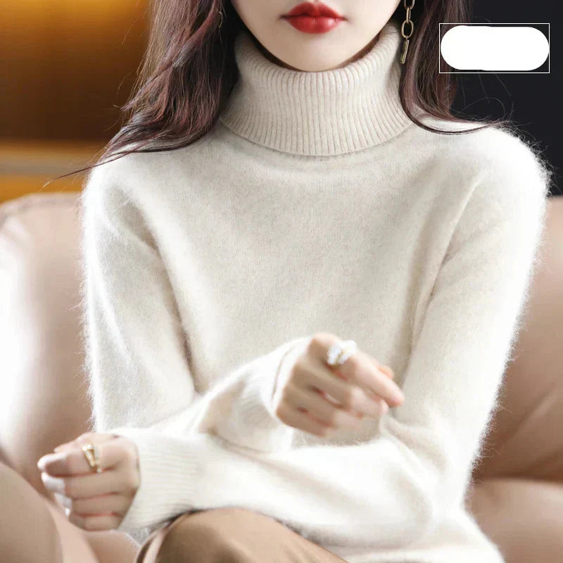Pure 100% Cashmere Turtleneck Sweater for Autumn and Winter