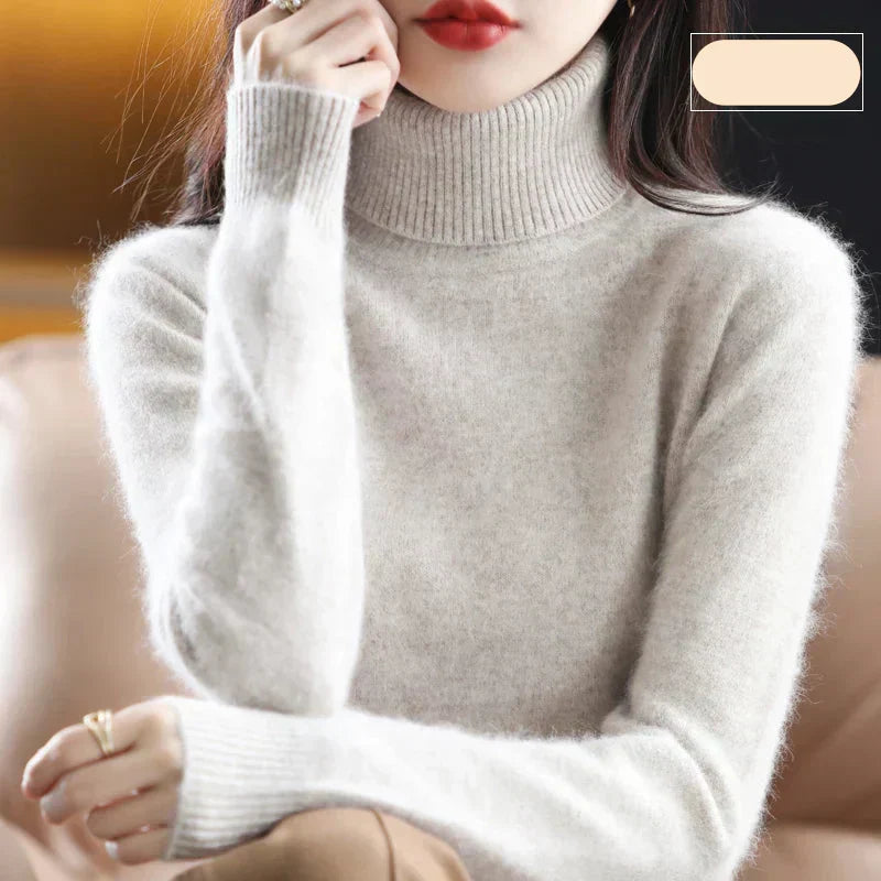 Pure 100% Cashmere Turtleneck Sweater for Autumn and Winter