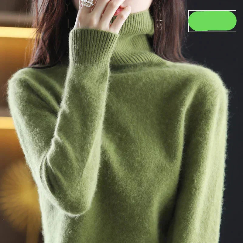 Pure 100% Cashmere Turtleneck Sweater for Autumn and Winter