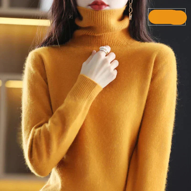 Pure 100% Cashmere Turtleneck Sweater for Autumn and Winter