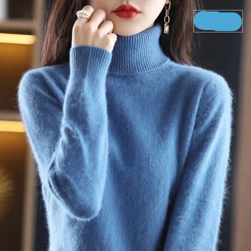 Pure 100% Cashmere Turtleneck Sweater for Autumn and Winter