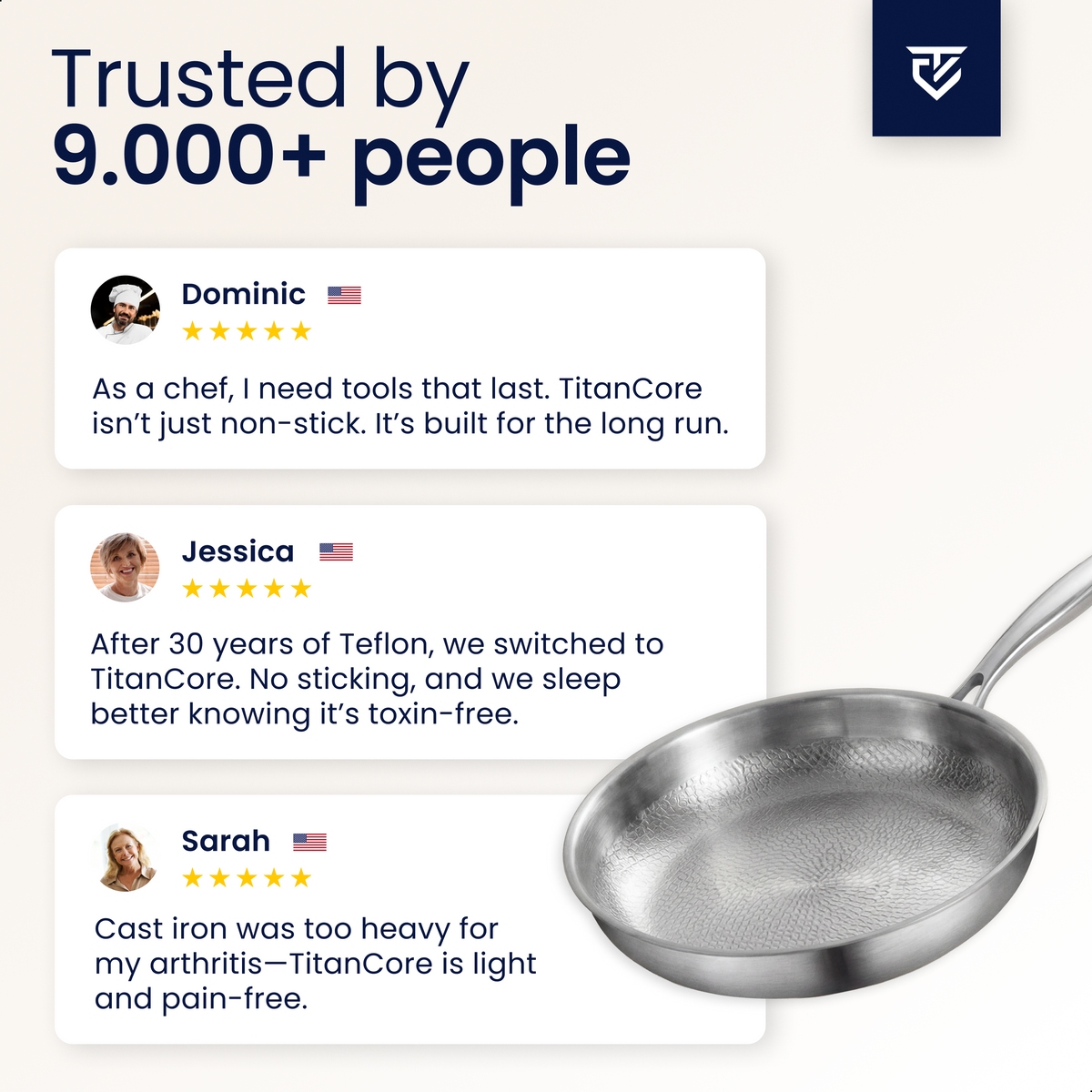 Pure Titanium Frying Pan - 100% PFAS-Free