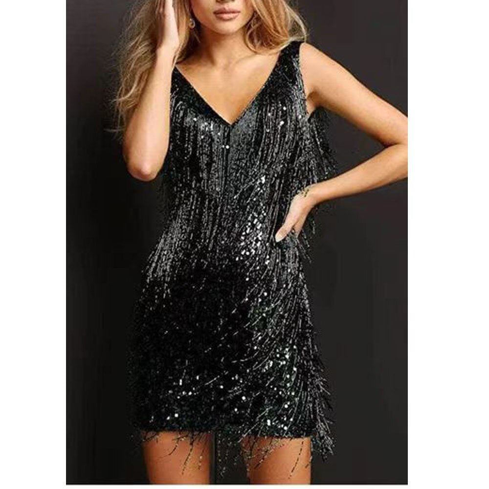 Radiant Sequin Dress with Fringe