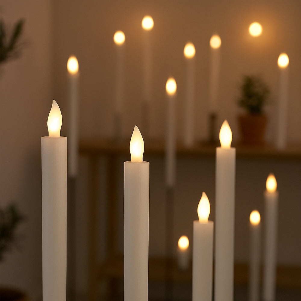 Real Wax LED Taper Candles with Timer Function – Pack of 6 – 24.5 cm