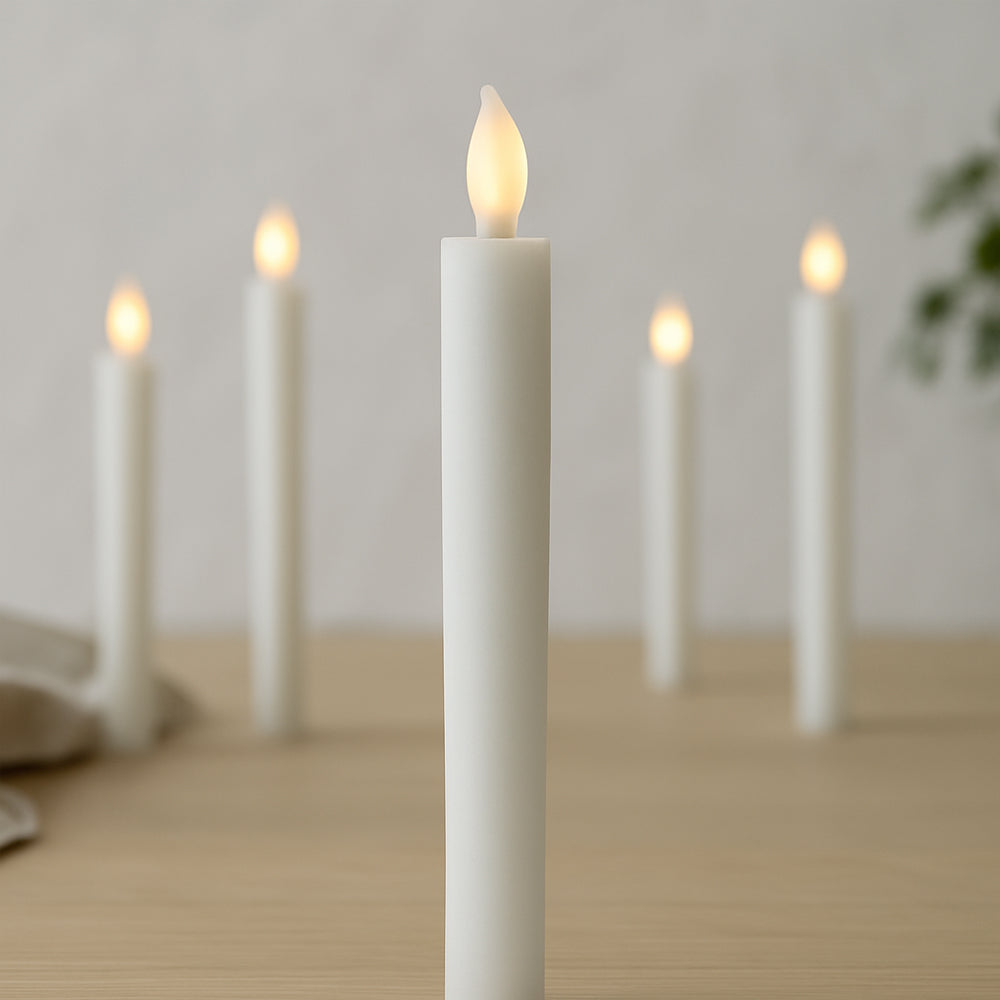 Real Wax LED Taper Candles with Timer Function – Pack of 6 – 24.5 cm