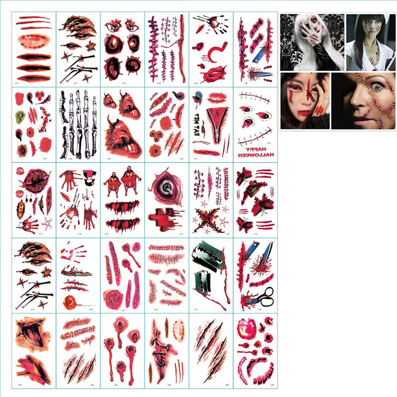 Realistic Halloween Horror Temporary Tattoos