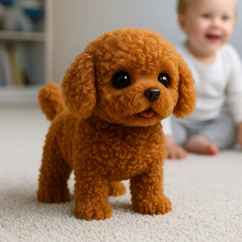 Realistic Interactive Plush Dog - Soft Animated Toy for Kids and Adults