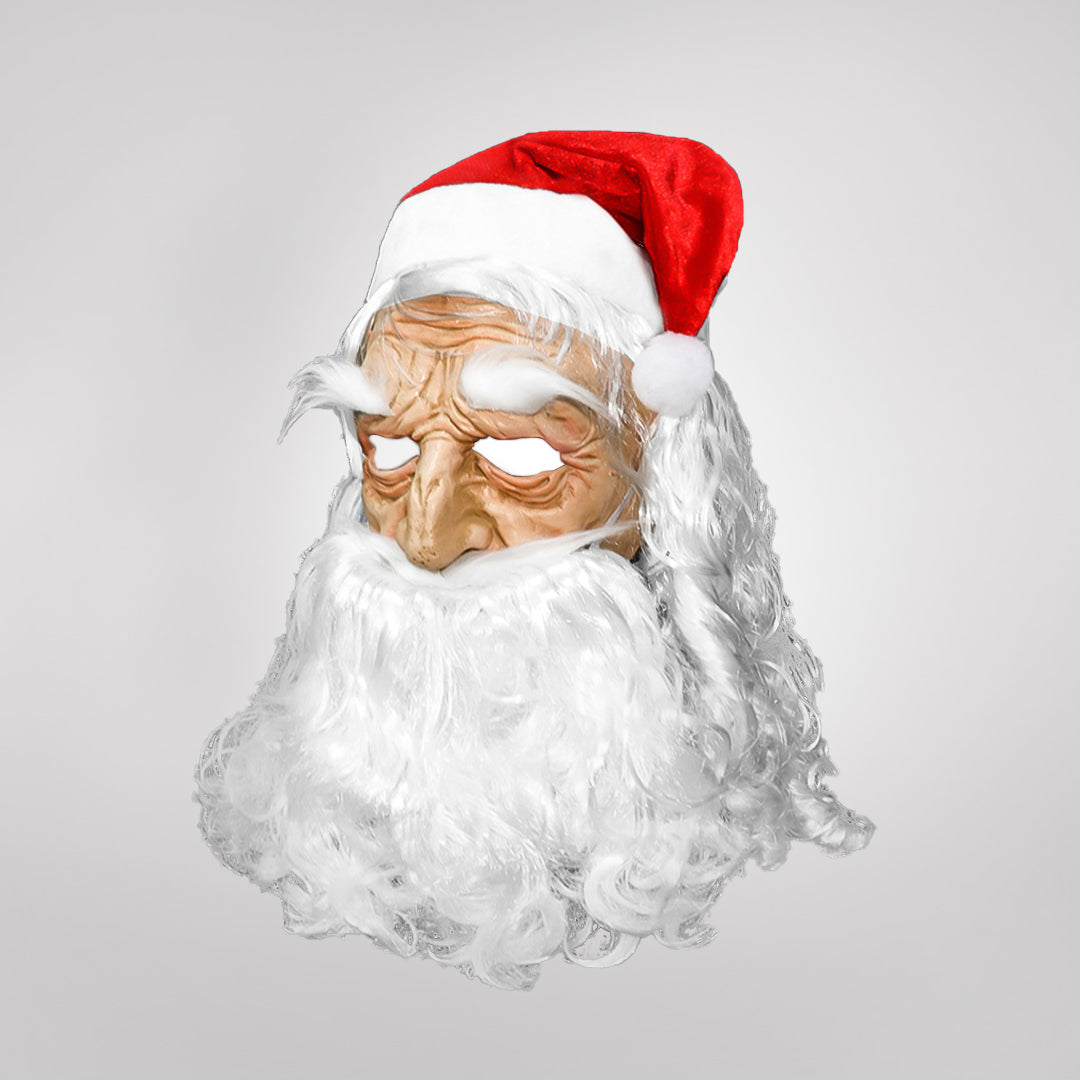 Realistic Santa Claus Mask Covering Face, Neck and Chest