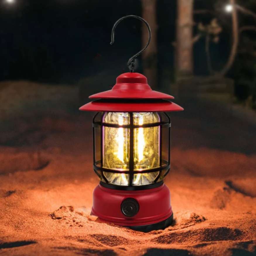 Rechargeable Vintage Camping Lantern with Dimmable LED