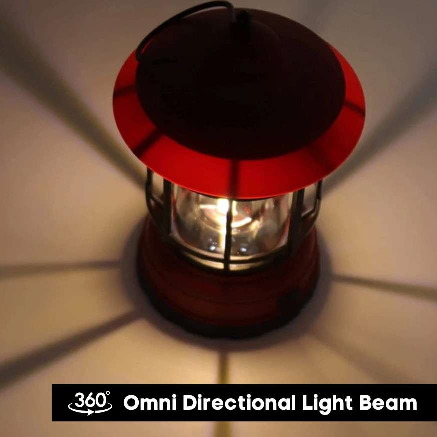 Rechargeable Vintage Camping Lantern with Dimmable LED
