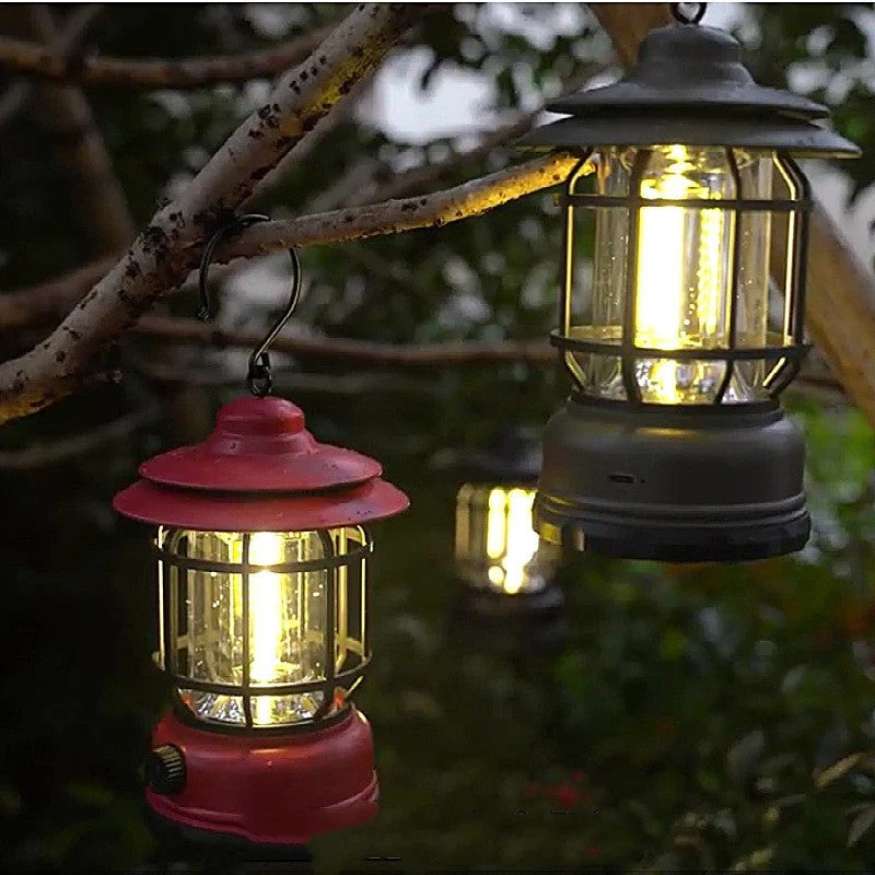 Rechargeable Vintage Camping Lantern with Dimmable LED