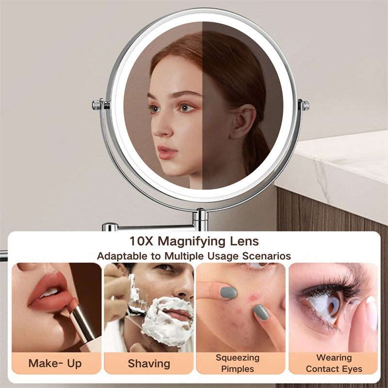 Rechargeable Wall-Mounted LED Shaving Mirror