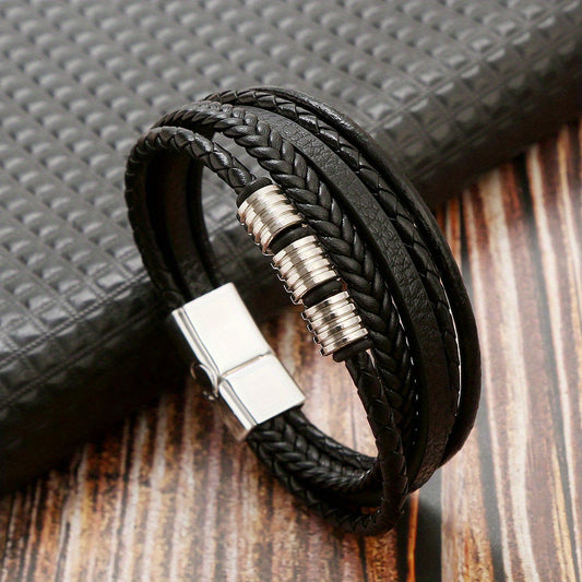 Refined Braided Leather Bracelet for Men
