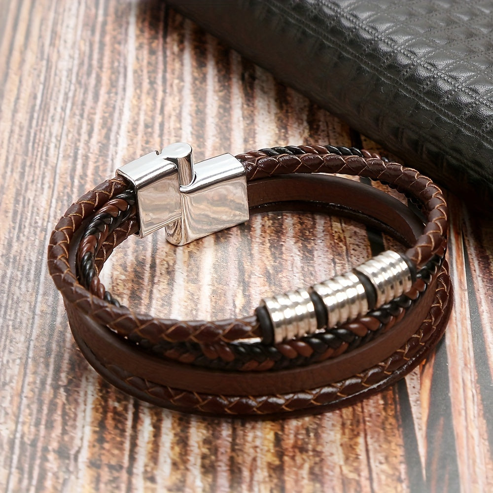 Refined Braided Leather Bracelet for Men