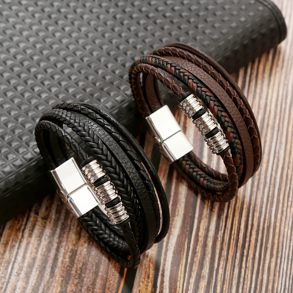 Refined Braided Leather Bracelet for Men