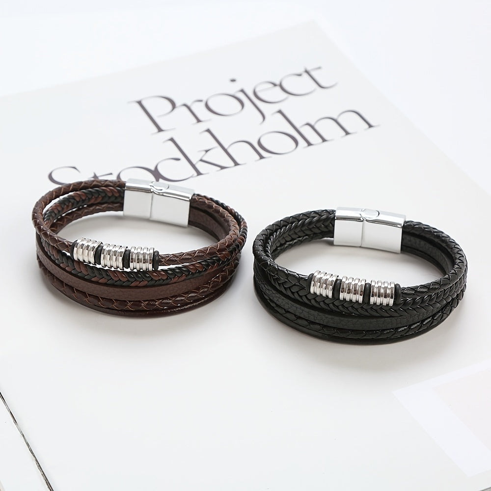 Refined Braided Leather Bracelet for Men