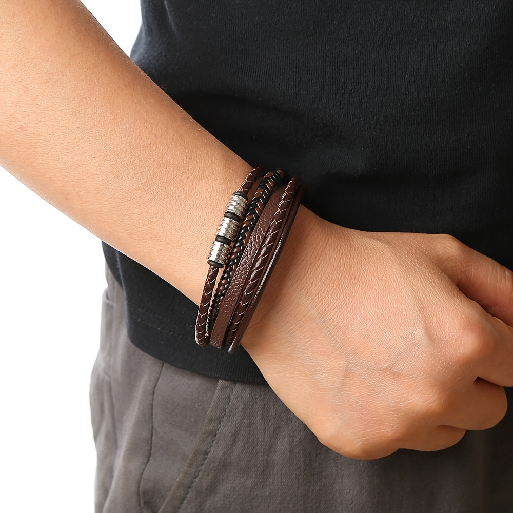 Refined Braided Leather Bracelet for Men