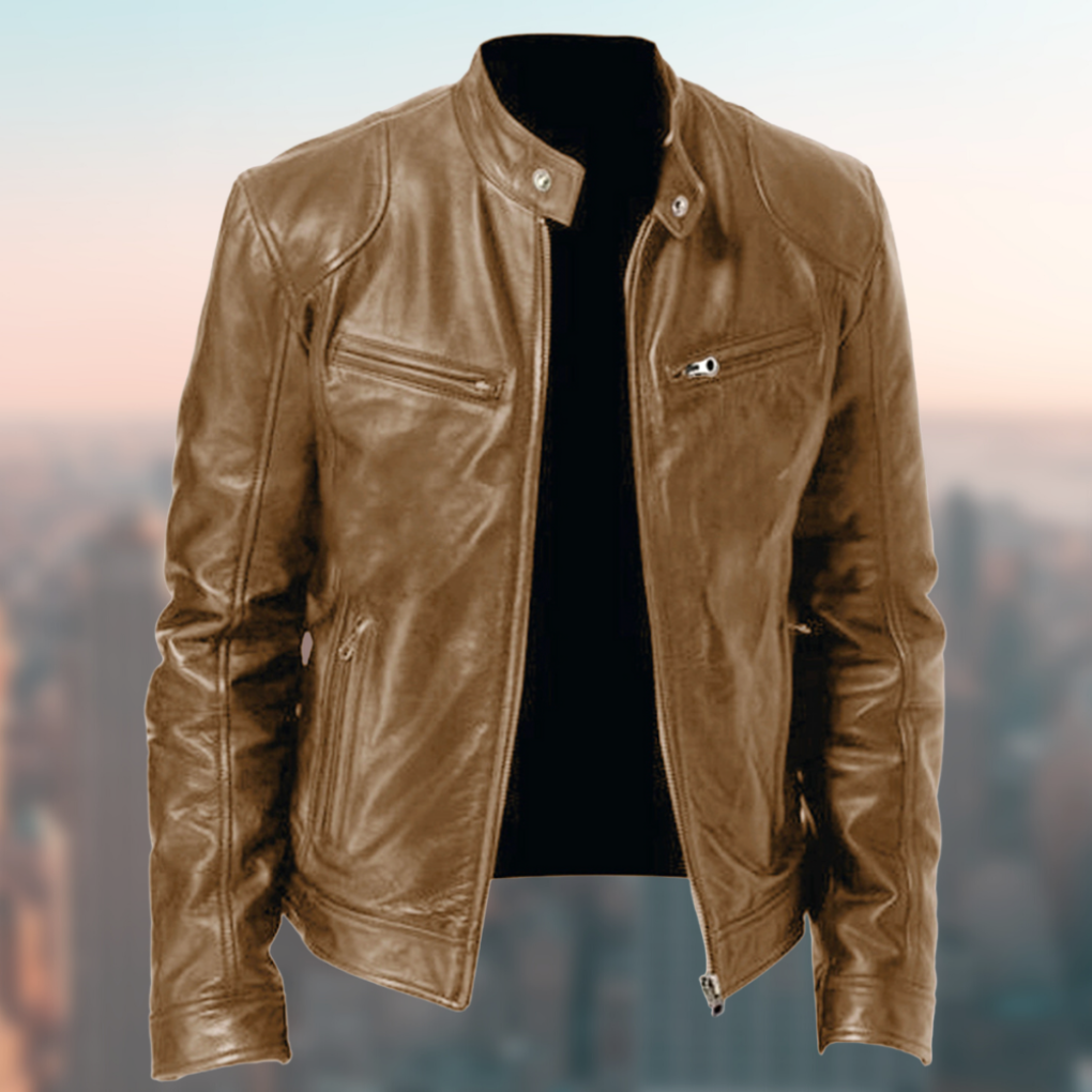 Refined Leather Cafe Racer Jacket