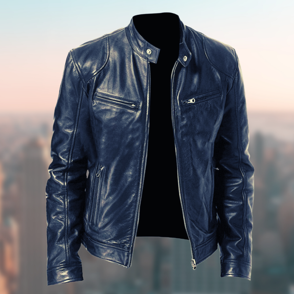 Refined Leather Cafe Racer Jacket