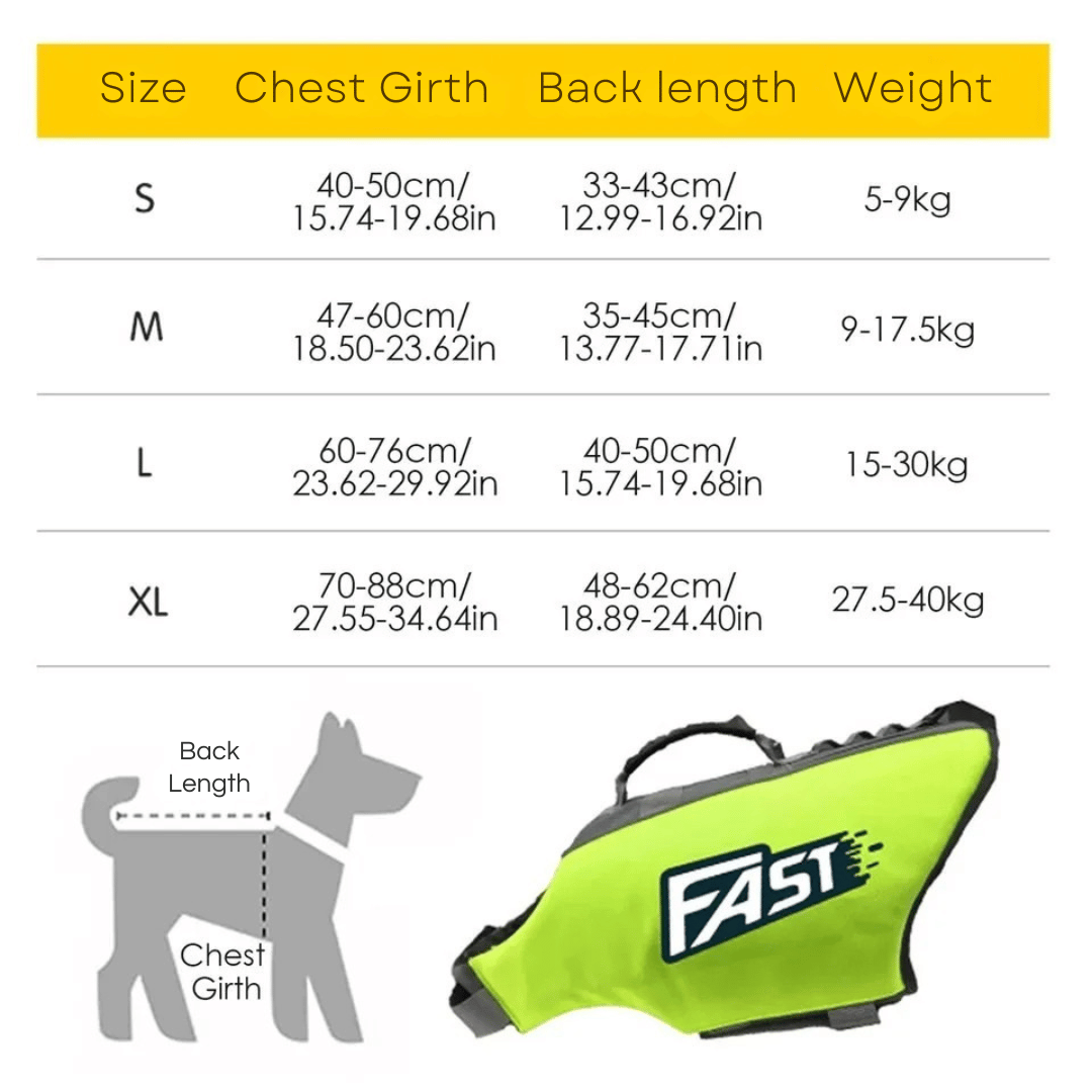 Reflective & Adjustable Dog Life Jacket for Swimming