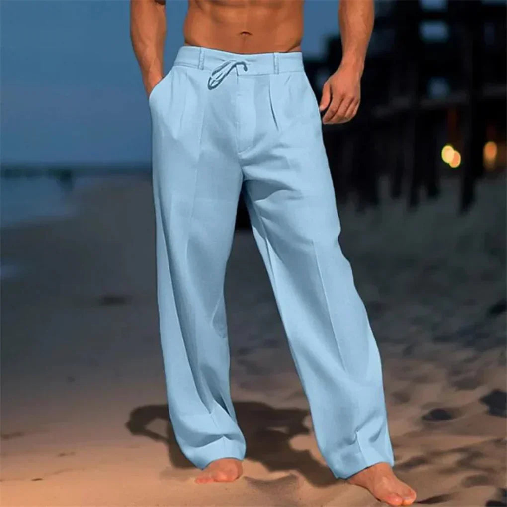 Relaxed Fit Pleated Linen Trousers
