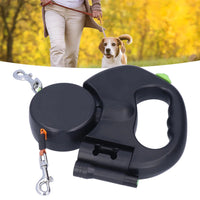 Retractable Double Dog Leash – Automatic 1-to-2 Pet Leash with Flashlight & Bag Dispenser
