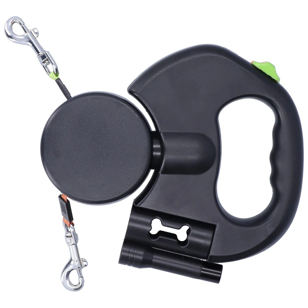 Retractable Double Dog Leash – Automatic 1-to-2 Pet Leash with Flashlight & Bag Dispenser