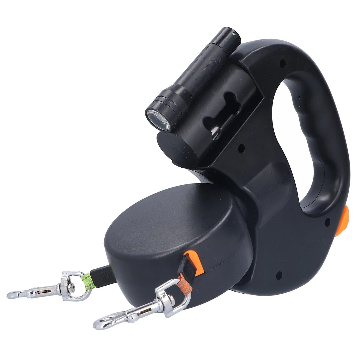 Retractable Double Dog Leash – Automatic 1-to-2 Pet Leash with Flashlight & Bag Dispenser