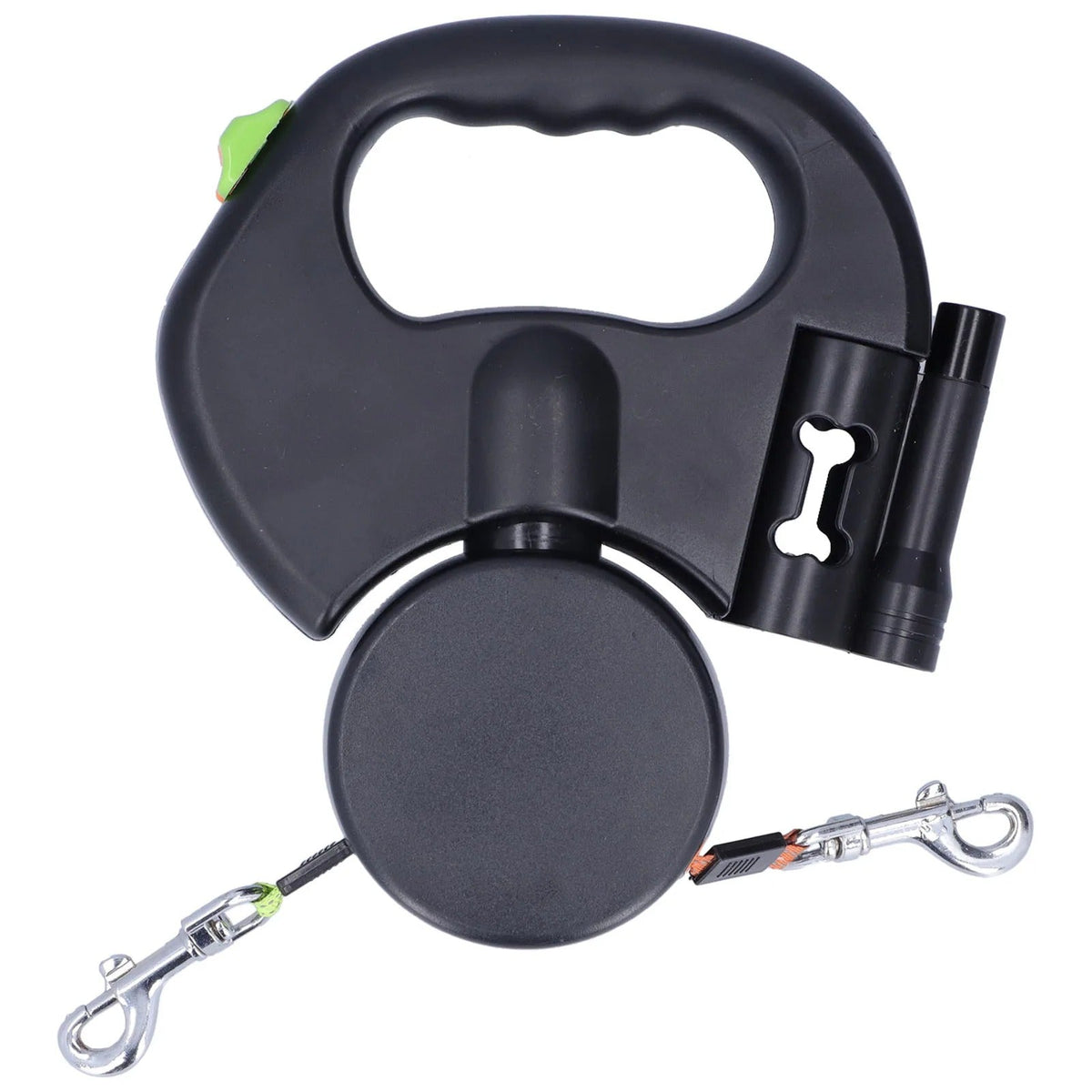 Retractable Double Dog Leash – Automatic 1-to-2 Pet Leash with Flashlight & Bag Dispenser