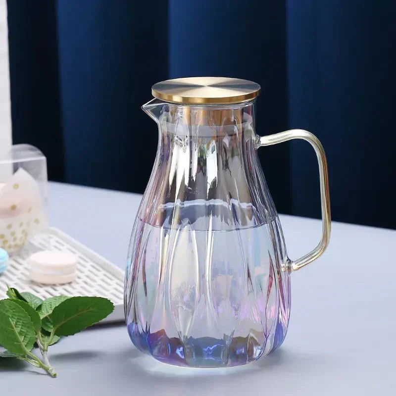 Retro Style Glass Water Jug with Matching Cups