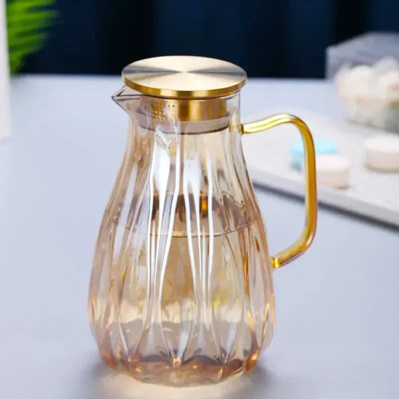 Retro Style Glass Water Jug with Matching Cups