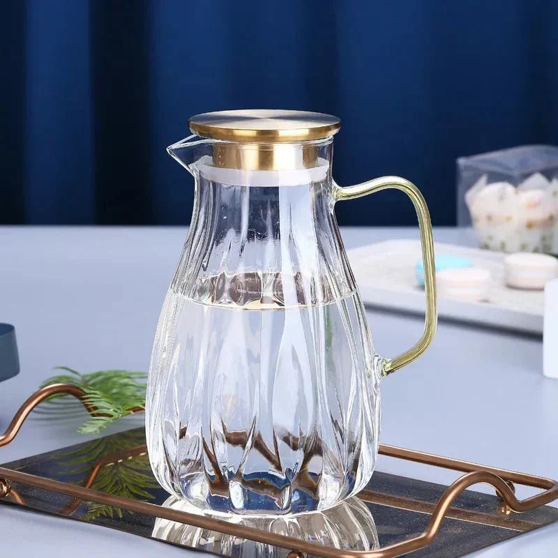 Retro Style Glass Water Jug with Matching Cups